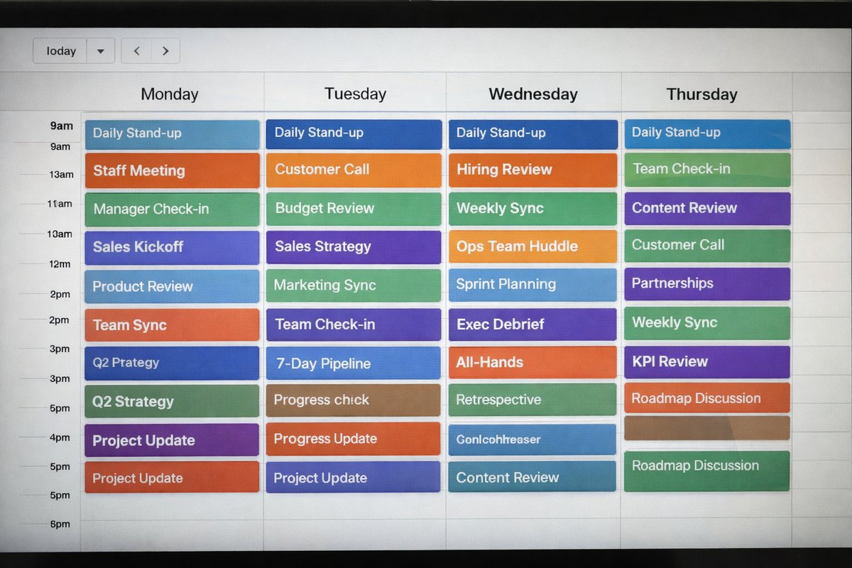 Calendar packed with back-to-back meetings